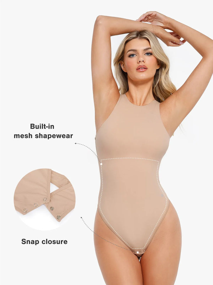 Popilush® Shapewear Cloudsense Sleeveless Cutaway Round Neck Bodysuit