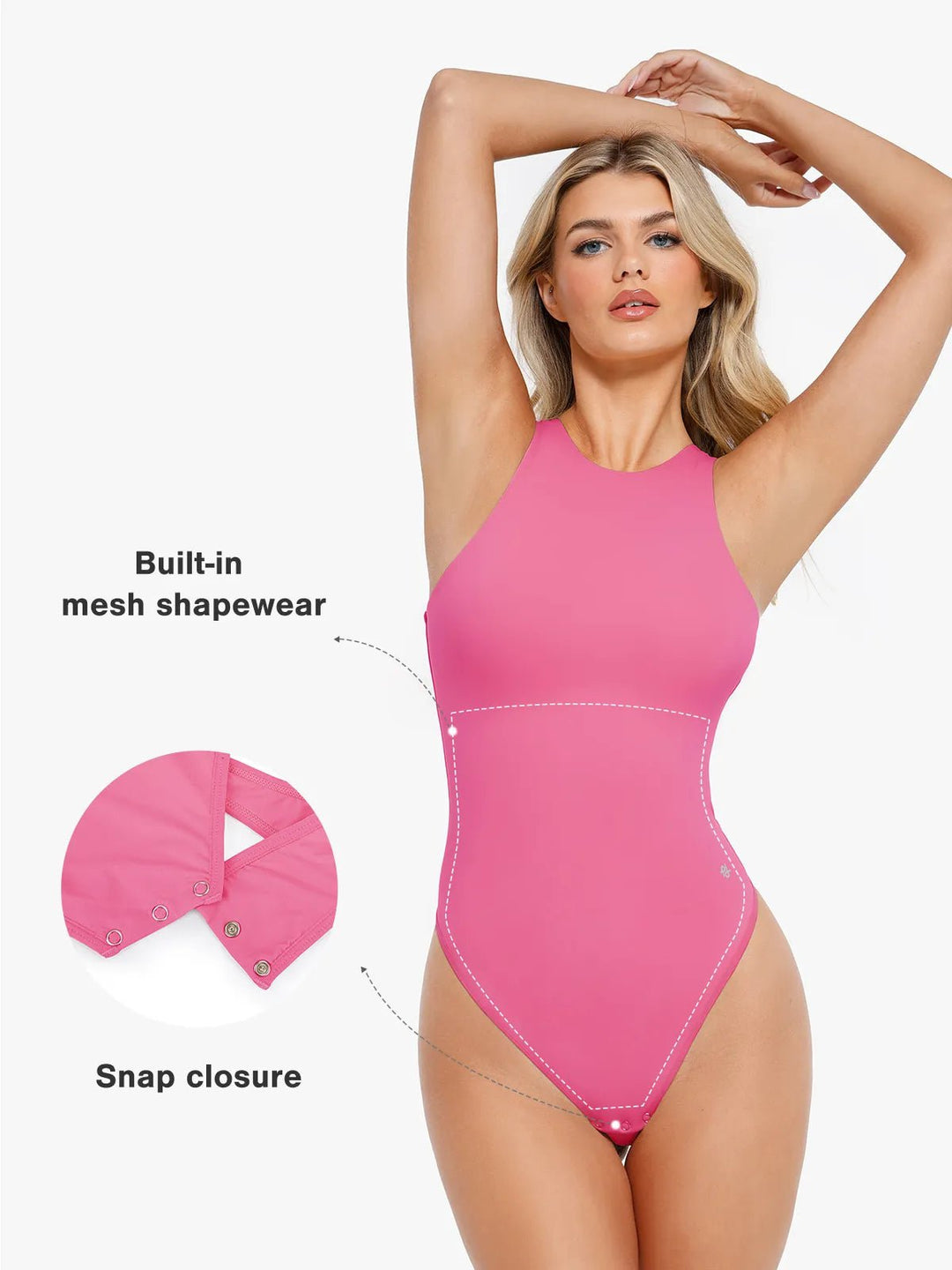 Popilush® Shapewear Cloudsense Sleeveless Cutaway Round Neck Bodysuit