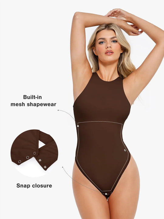 Popilush® Shapewear Cloudsense Sleeveless Cutaway Round Neck Bodysuit