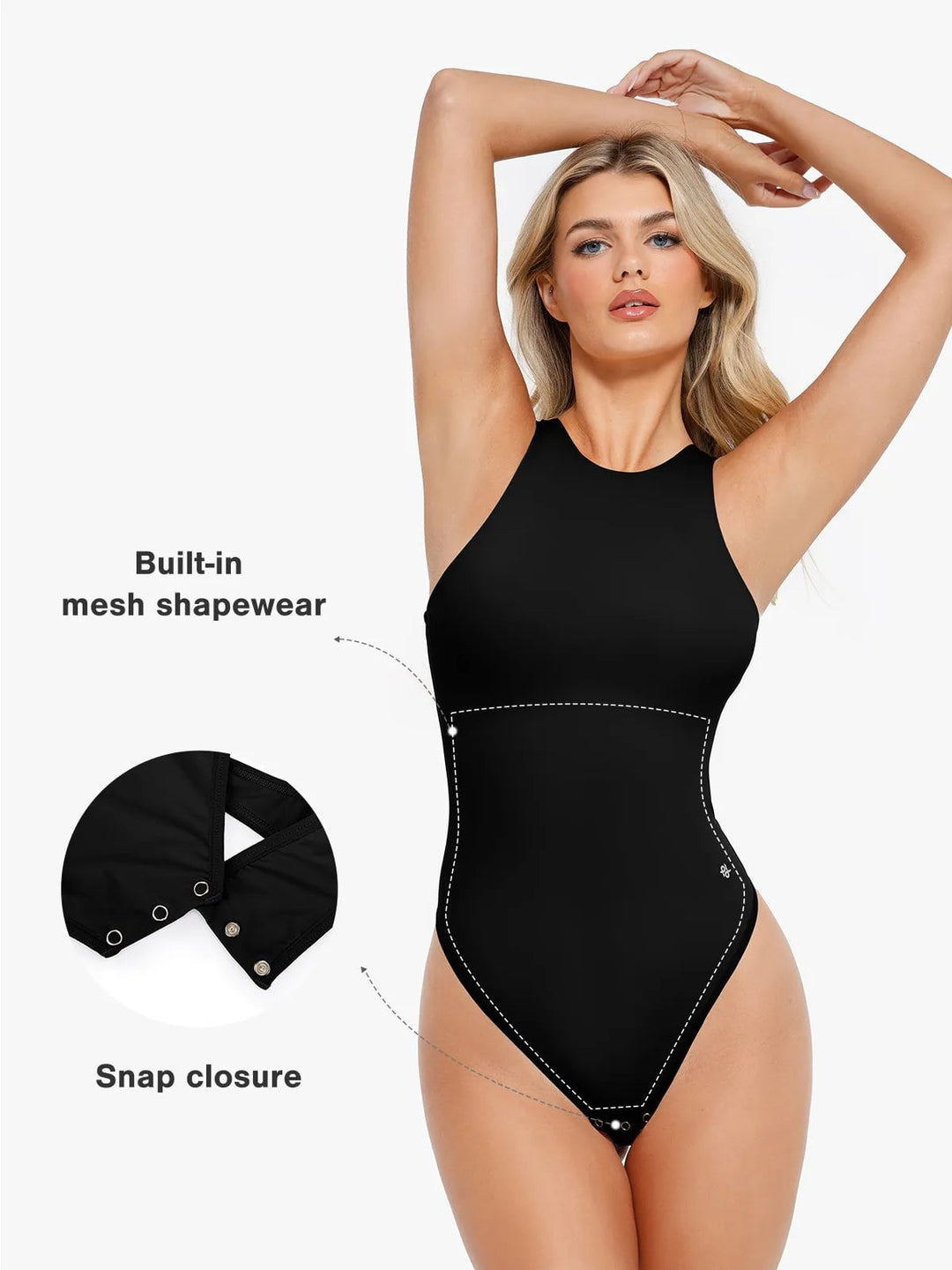 Popilush® Shapewear Cloudsense Sleeveless Cutaway Round Neck Bodysuit