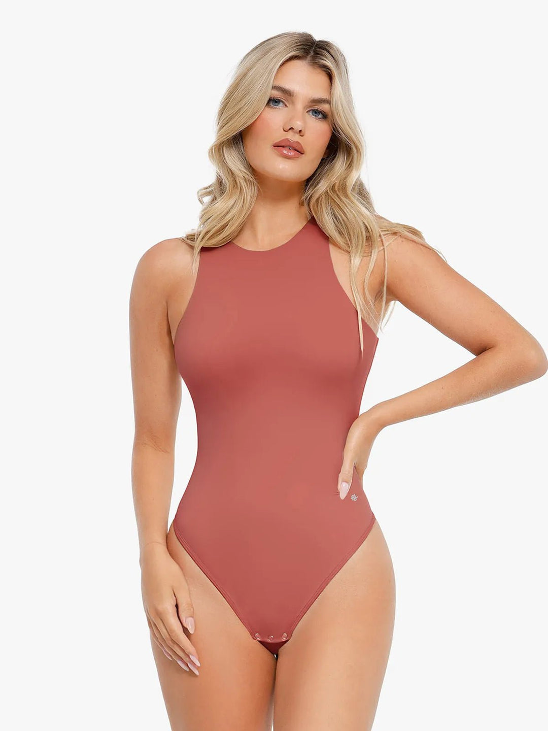 Popilush® Brick Red / S Shapewear Cloudsense Sleeveless Cutaway Round Neck Bodysuit