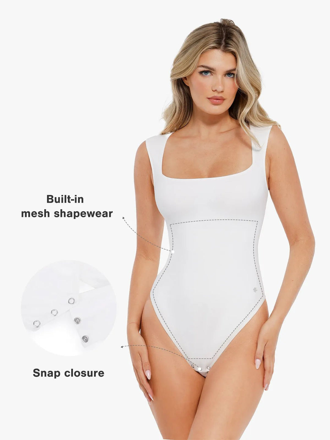 Popilush® Shapewear Cloudsense Sleeveless Square Neck Bodysuit