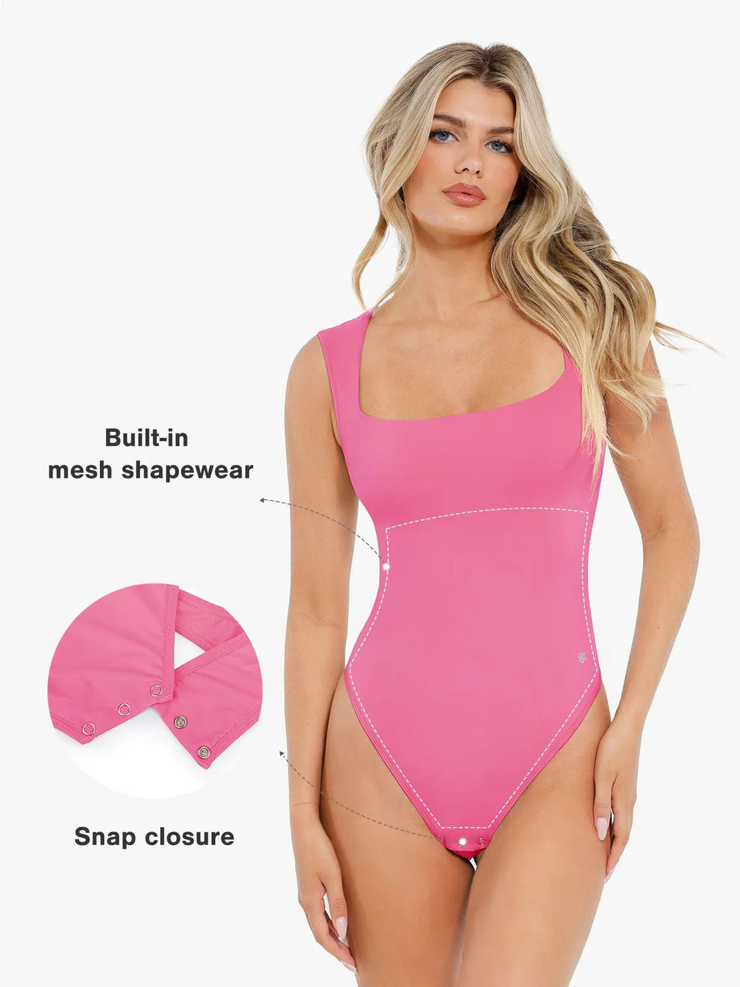 Popilush® Shapewear Cloudsense Sleeveless Square Neck Bodysuit