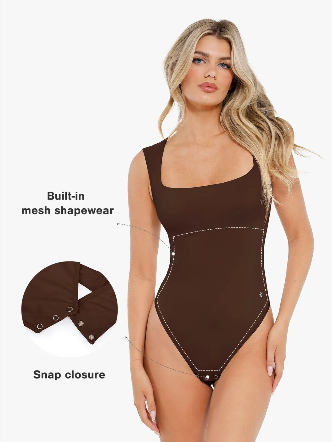 Popilush® Shapewear Cloudsense Sleeveless Square Neck Bodysuit