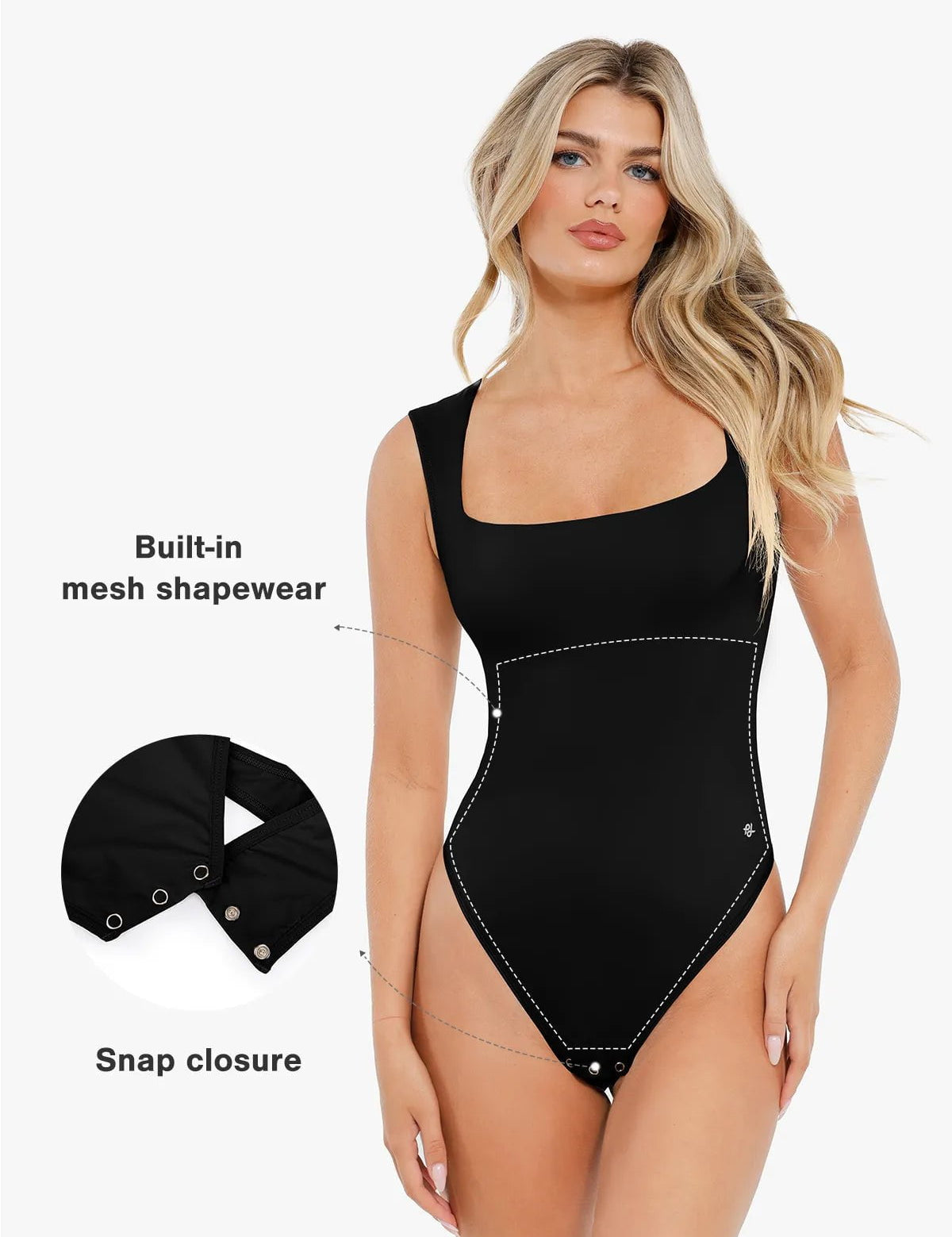 Popilush® Shapewear Cloudsense Sleeveless Square Neck Bodysuit