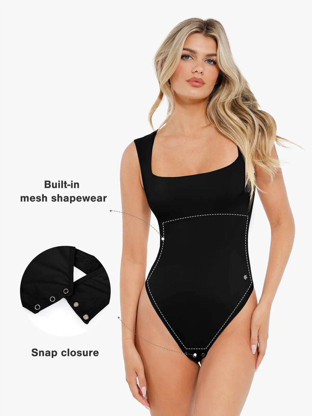 Popilush® Shapewear Cloudsense Sleeveless Square Neck Bodysuit