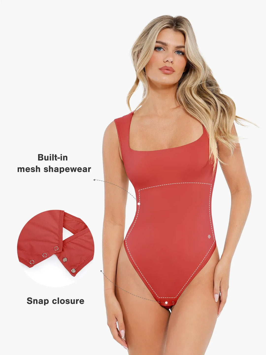 Popilush® Shapewear Cloudsense Sleeveless Square Neck Bodysuit