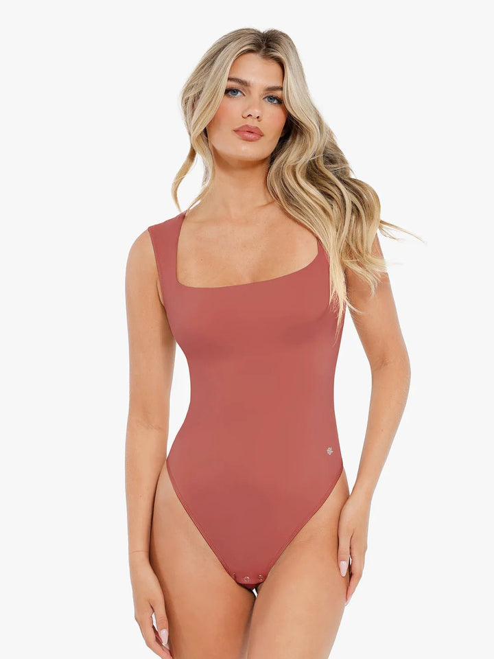 Popilush® Brick Red / S Shapewear Cloudsense Sleeveless Square Neck Bodysuit