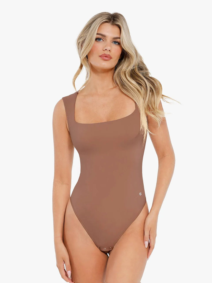 Popilush® Light Brown / S Shapewear Cloudsense Sleeveless Square Neck Bodysuit