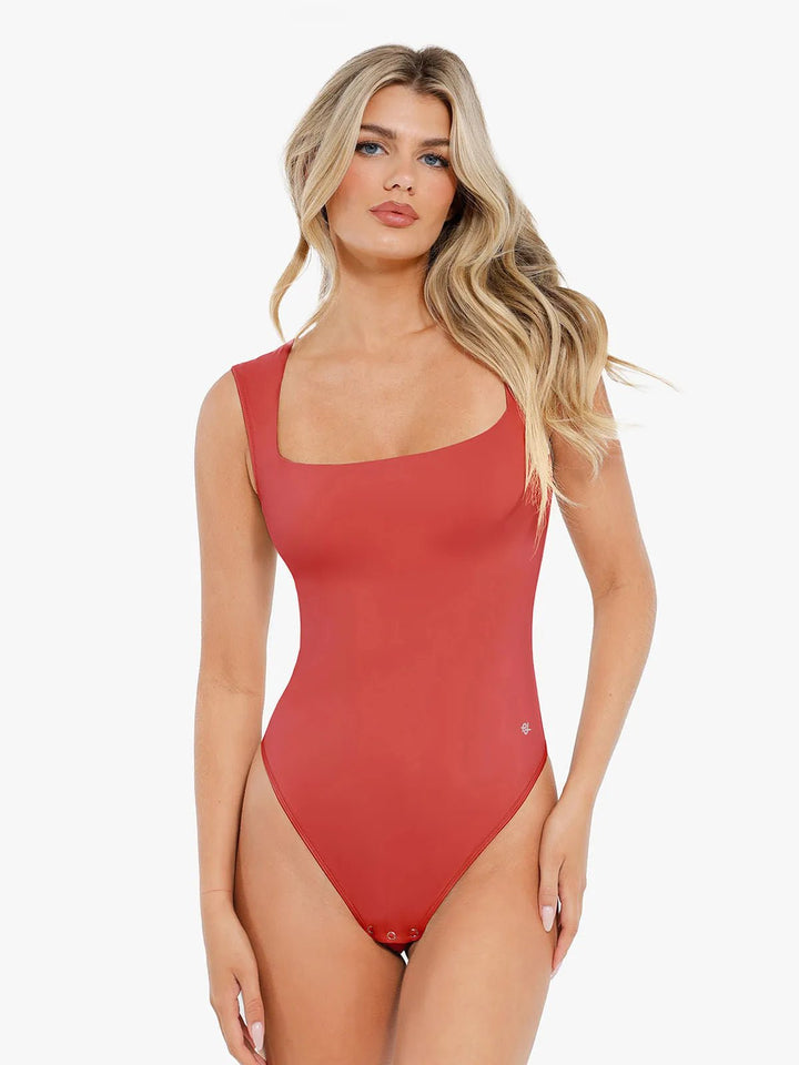 Popilush® Red / S Shapewear Cloudsense Sleeveless Square Neck Bodysuit