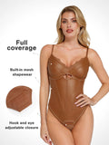 Popilush® Shapewear Faux Leather Hourglass Cutout Corset Bodysuit