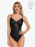 Popilush® Black / XS Shapewear Faux Leather Hourglass Cutout Corset Bodysuit