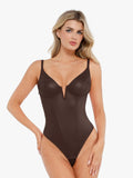 Popilush® Tops Body Shaper Tank Brown / XS Shapewear Faux Leather Plunging V Sculpting Corset Bodysuit