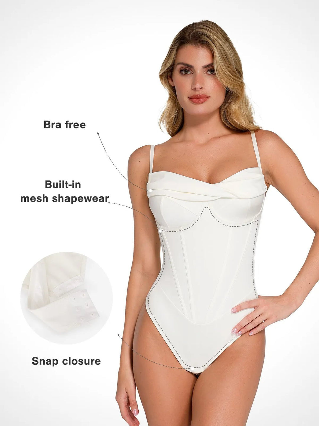 Popilush® Tops Body Shaper Slip Thong Shapewear Hourglass Corset Bust Draping Bodysuit