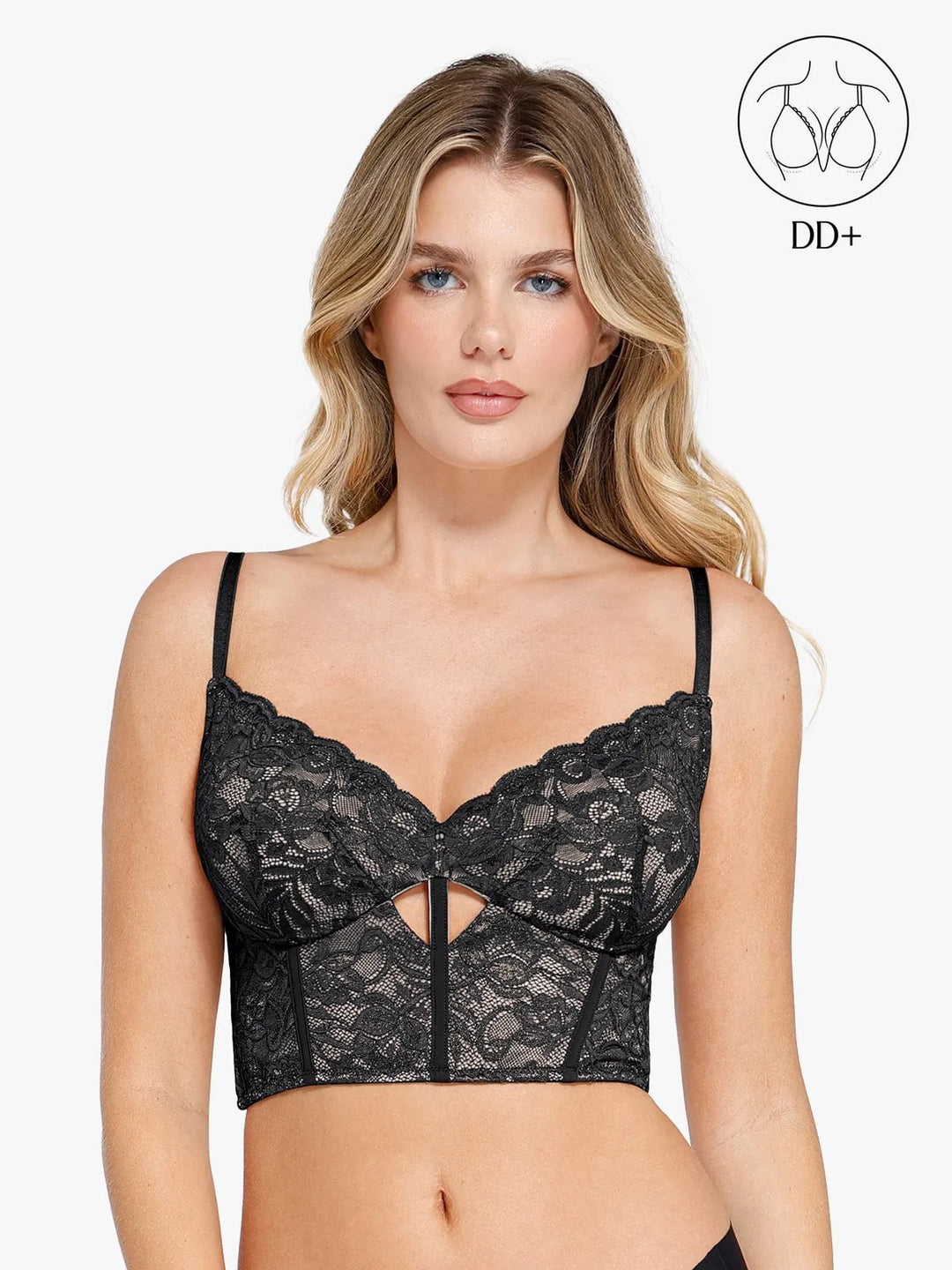 Popilush® Cami Crop Top Bra Top / Black / XS Shapewear Lace Corset Bra or Slimming Midi Wrap Skirt