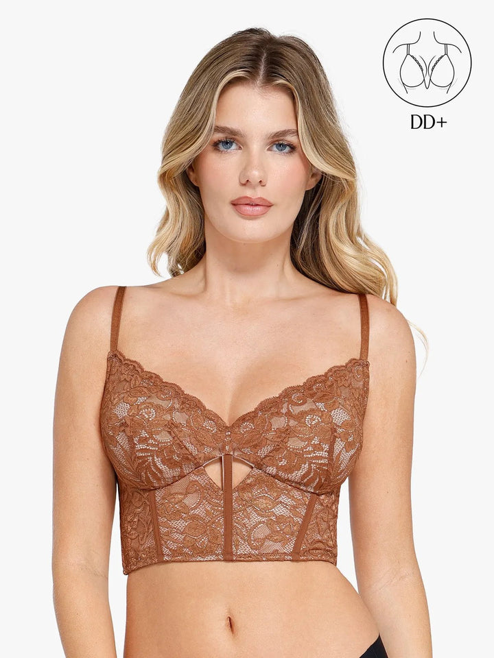 Popilush® Cami Crop Top Bra Top / Brown / XS Shapewear Lace Corset Bra or Slimming Midi Wrap Skirt