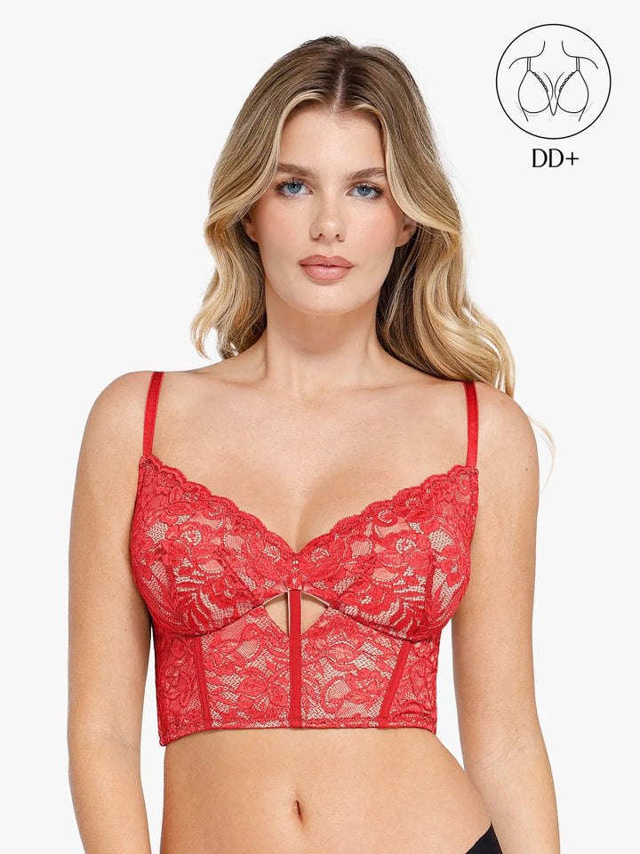 Popilush® Cami Crop Top Bra Top / Red / XS Shapewear Lace Corset Bra or Slimming Midi Wrap Skirt