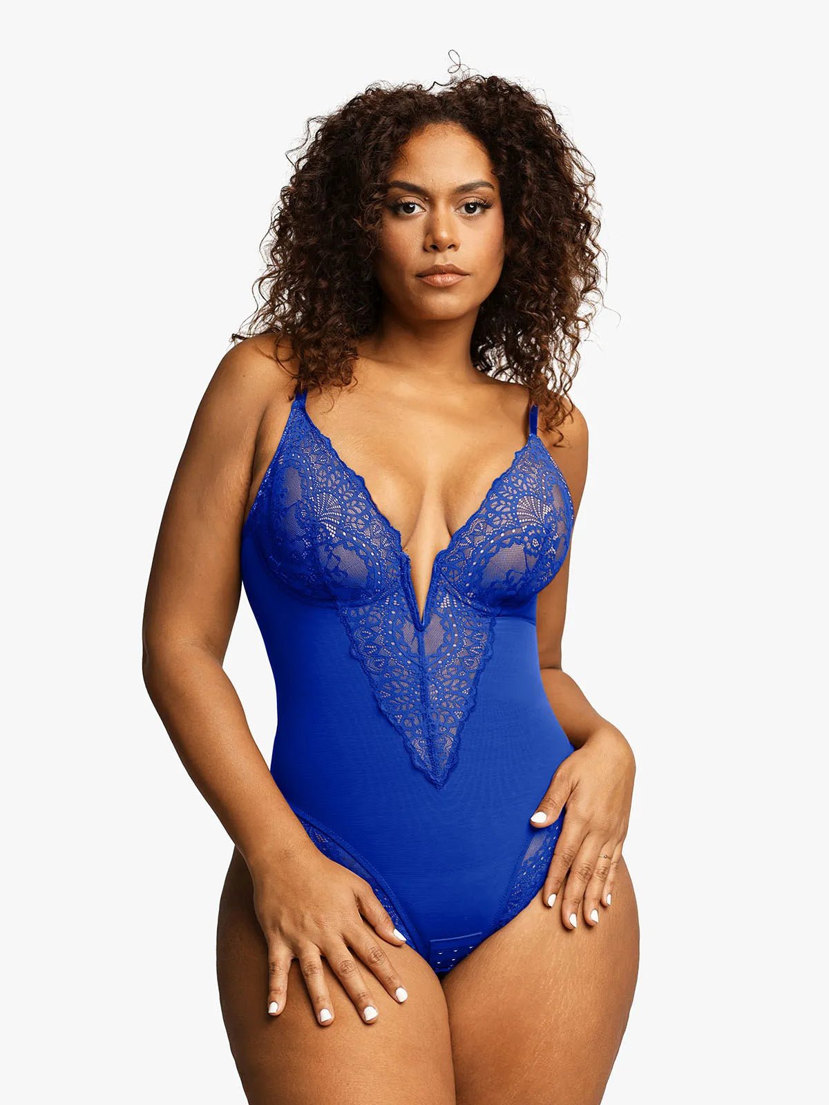 Popilush® Sexy Tops Body Shaper Blue / S Shapewear Lace Deep V-Neck Sculpting Thong Bodysuit