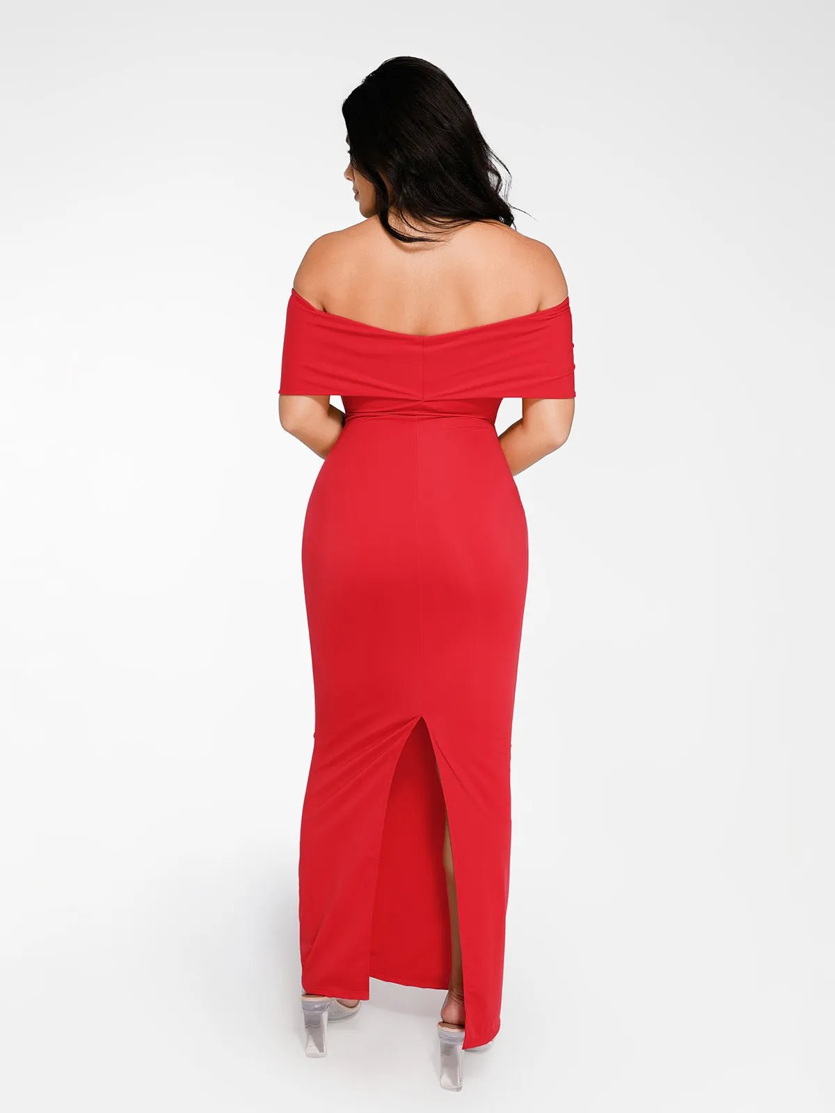 Popilush® Sculpting Formal Party Bodycon Cocktail Gown Shapewear Off-the-Shoulder Slim Column Maxi Dress