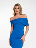 Popilush® Sculpting Formal Party Bodycon Cocktail Gown Shapewear Off-the-Shoulder Slim Column Maxi Dress