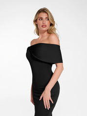 Popilush® Sculpting Formal Party Bodycon Cocktail Gown Shapewear Off-the-Shoulder Slim Column Maxi Dress