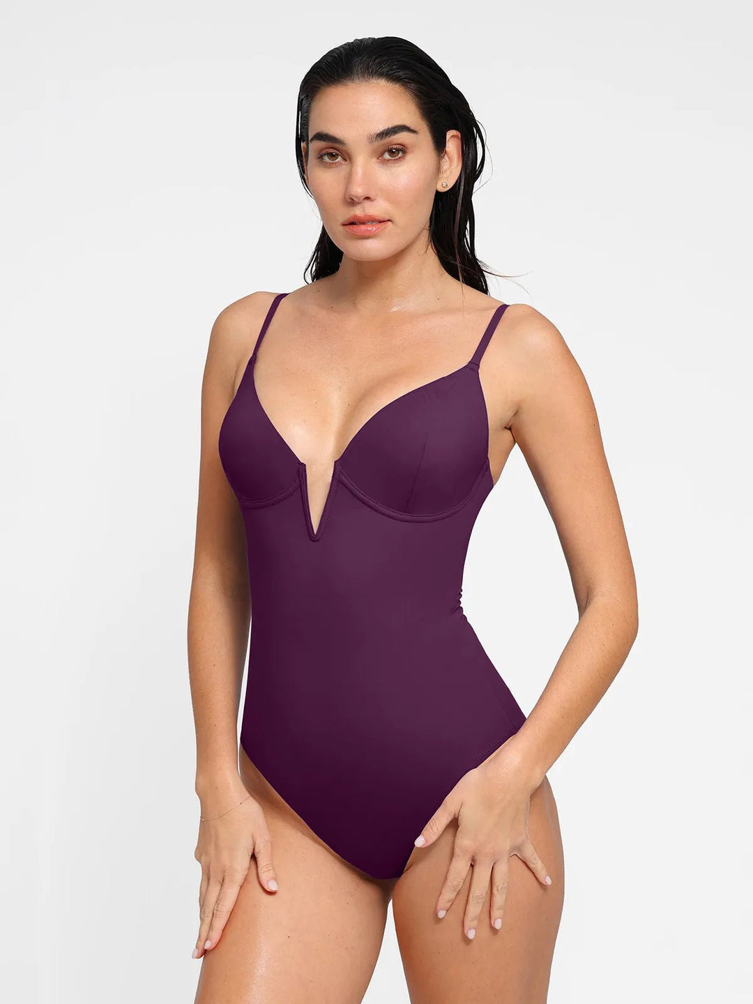 Popilush® Tummy Control Slimming Swimwear Purple / XS Shapewear Plunging V Slimming One-Piece Swimsuit