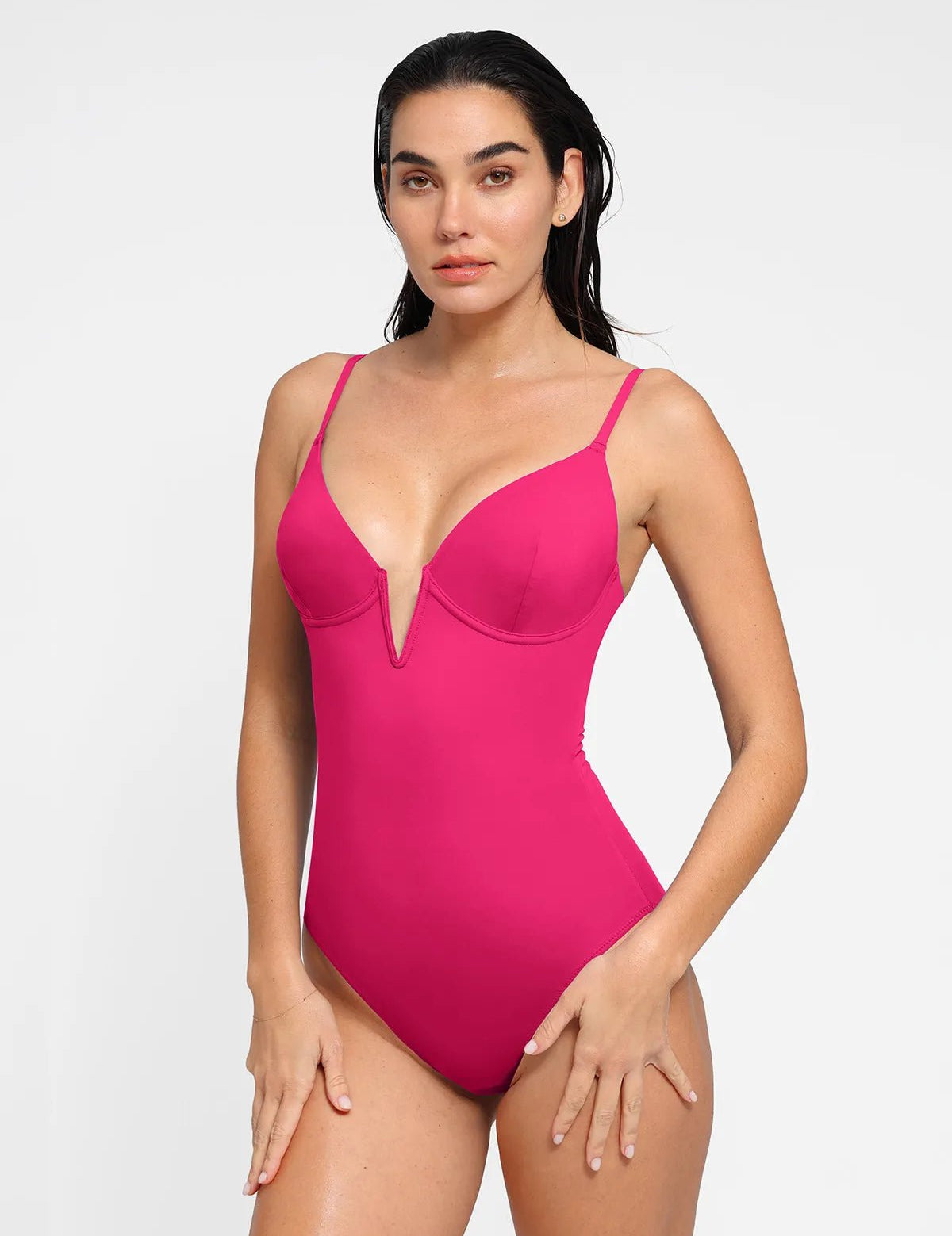  XS Shapewear Plunging V Slimming One-Piece Swimsuit