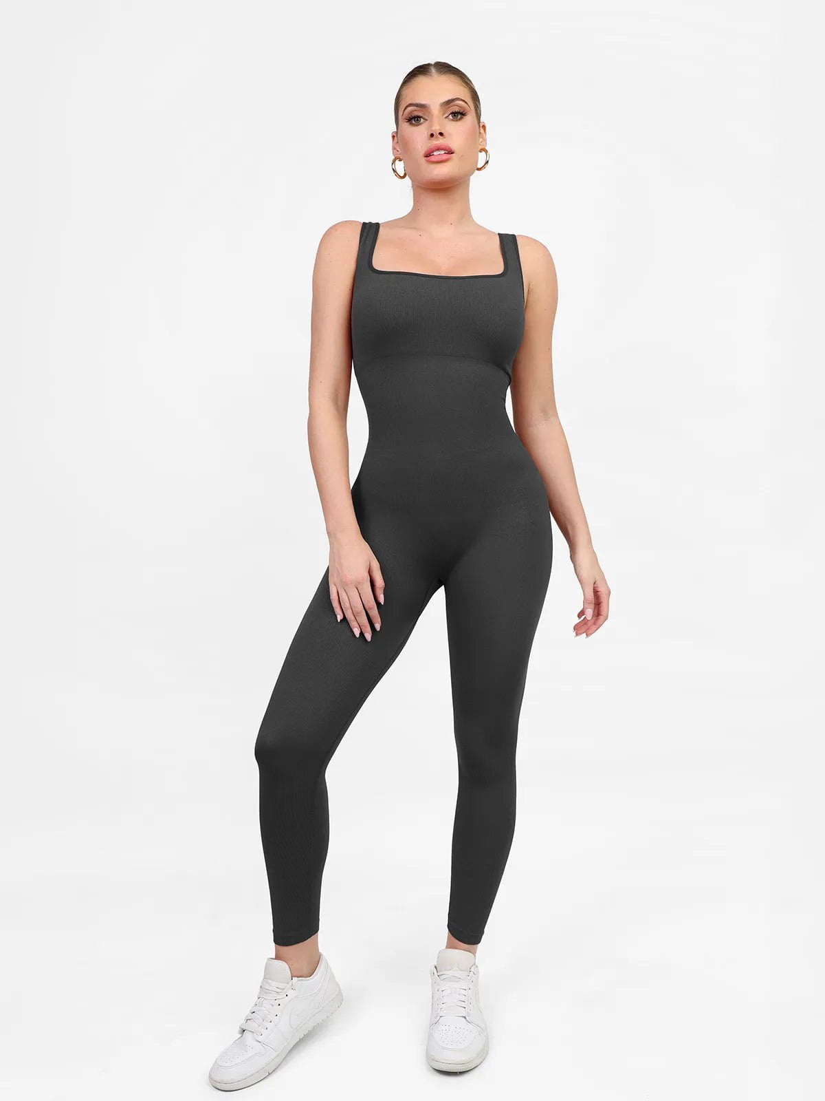 Popilush® Yoga Activewear Jumpsuit Grey / XS Shapewear Seamless Square Neck Tank Workout Jumpsuit