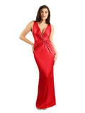 Popilush® Formal Bodycon Party Summer Dress Red / S Shapewear Shine Deep V-Neck Bias Twist Hourglass Maxi Dress