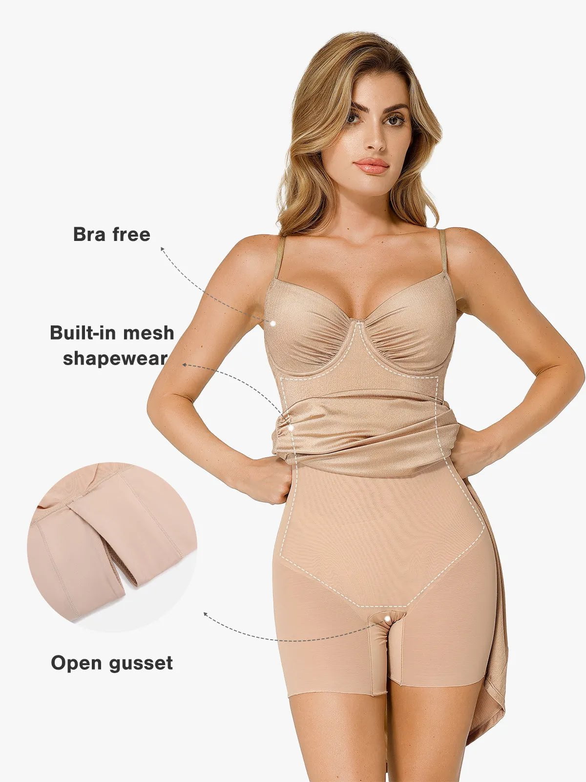 Popilush® Shapewear Shine Slimming Sculpting Ruched Maxi Slip Dress