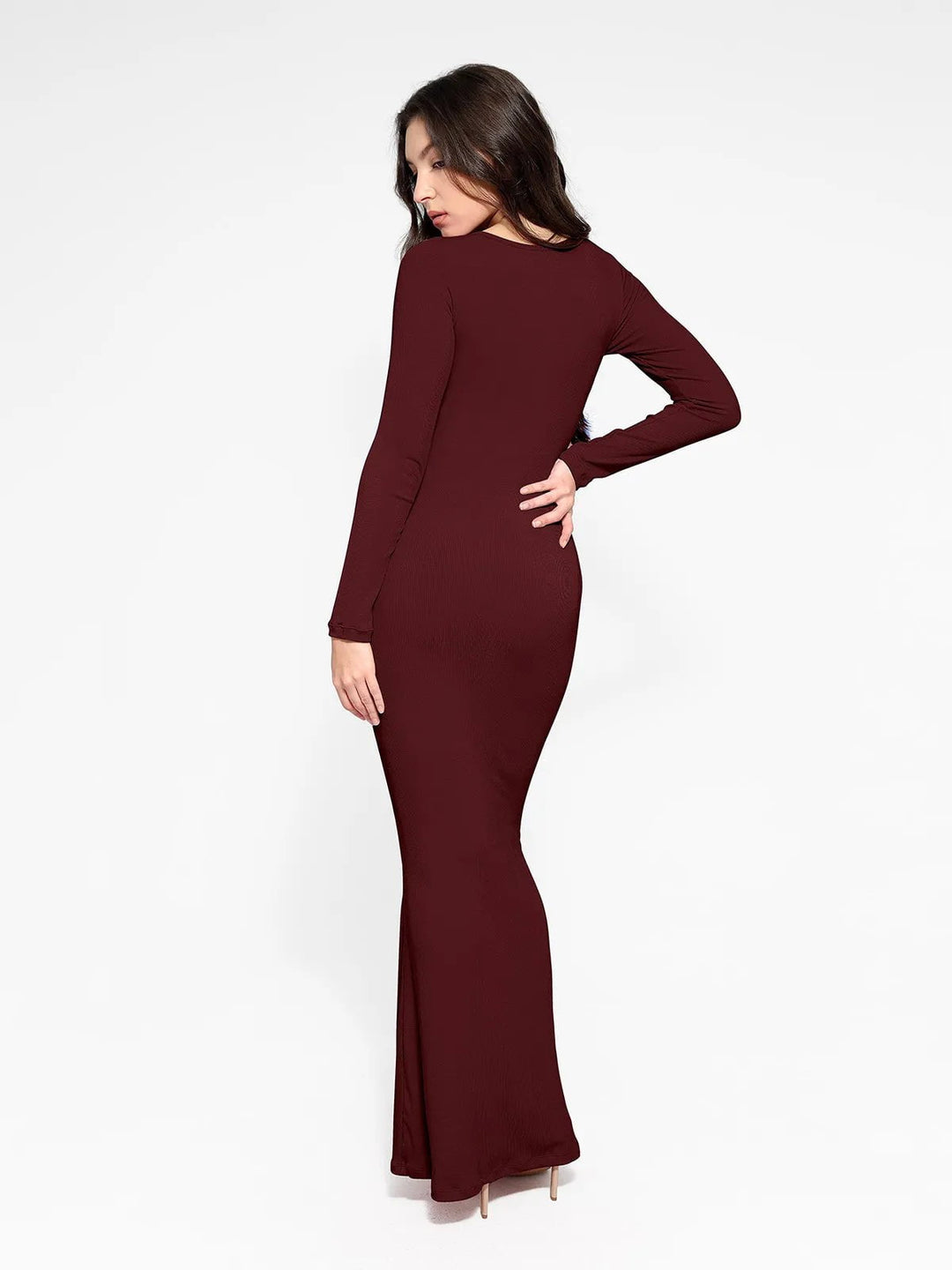 Popilush® Bodycon Party Cocktail Loungewear Winter Shapewear Square Neck Long Sleeve Slimming Modal Maxi Dress