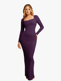 Popilush® Bodycon Party Cocktail Loungewear Winter Purple / XS Shapewear Square Neck Long Sleeve Slimming Modal Maxi Dress