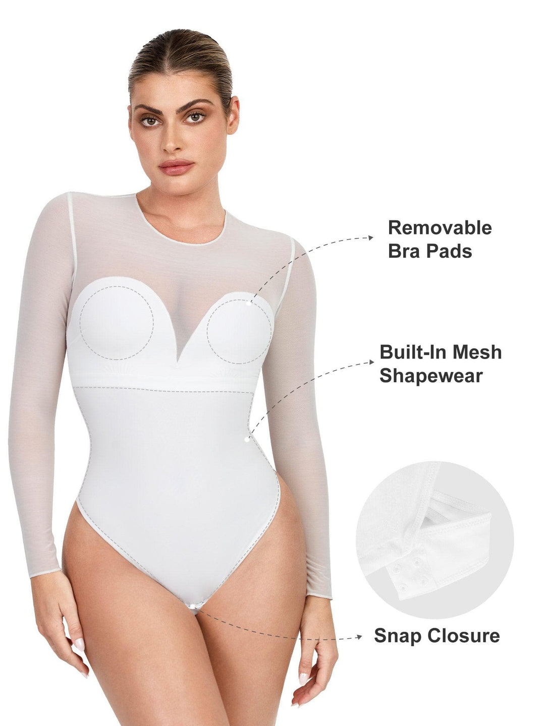 Popilush® Sheer Mesh Shapewear Thong Bodysuit