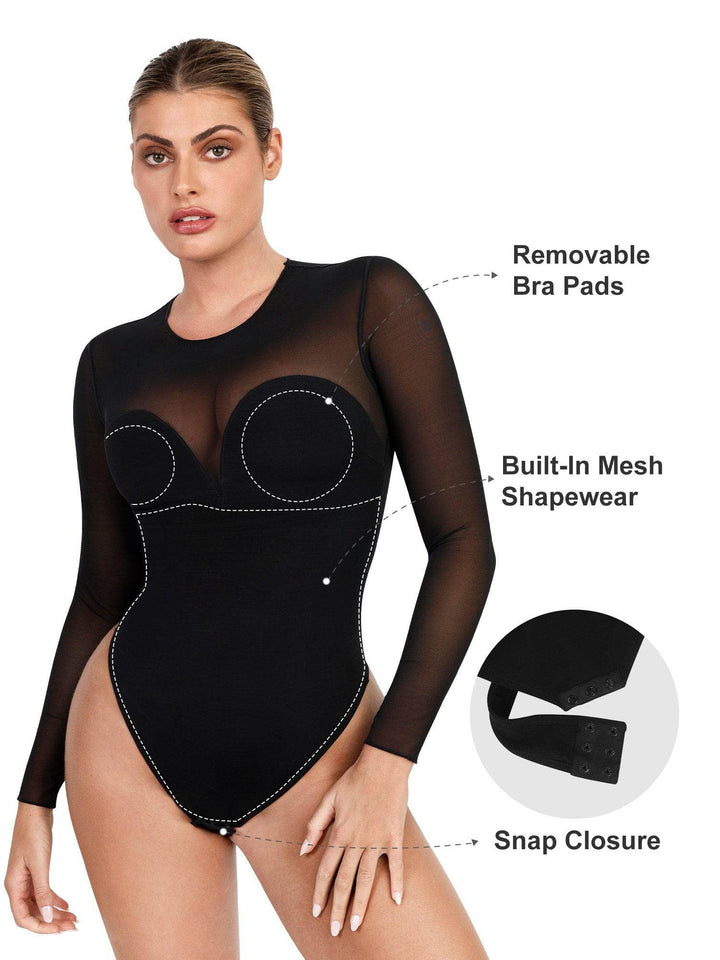 Popilush® Sheer Mesh Shapewear Thong Bodysuit