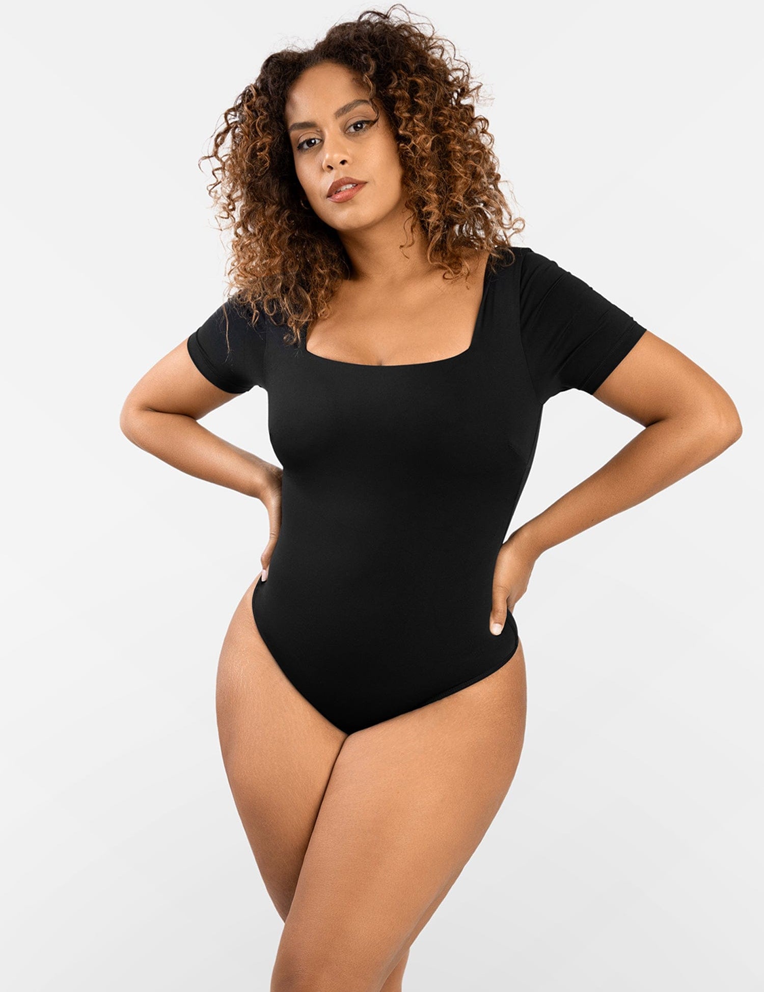 Popilush Tops Jumpsuit Square Neck Thong Bodysuits