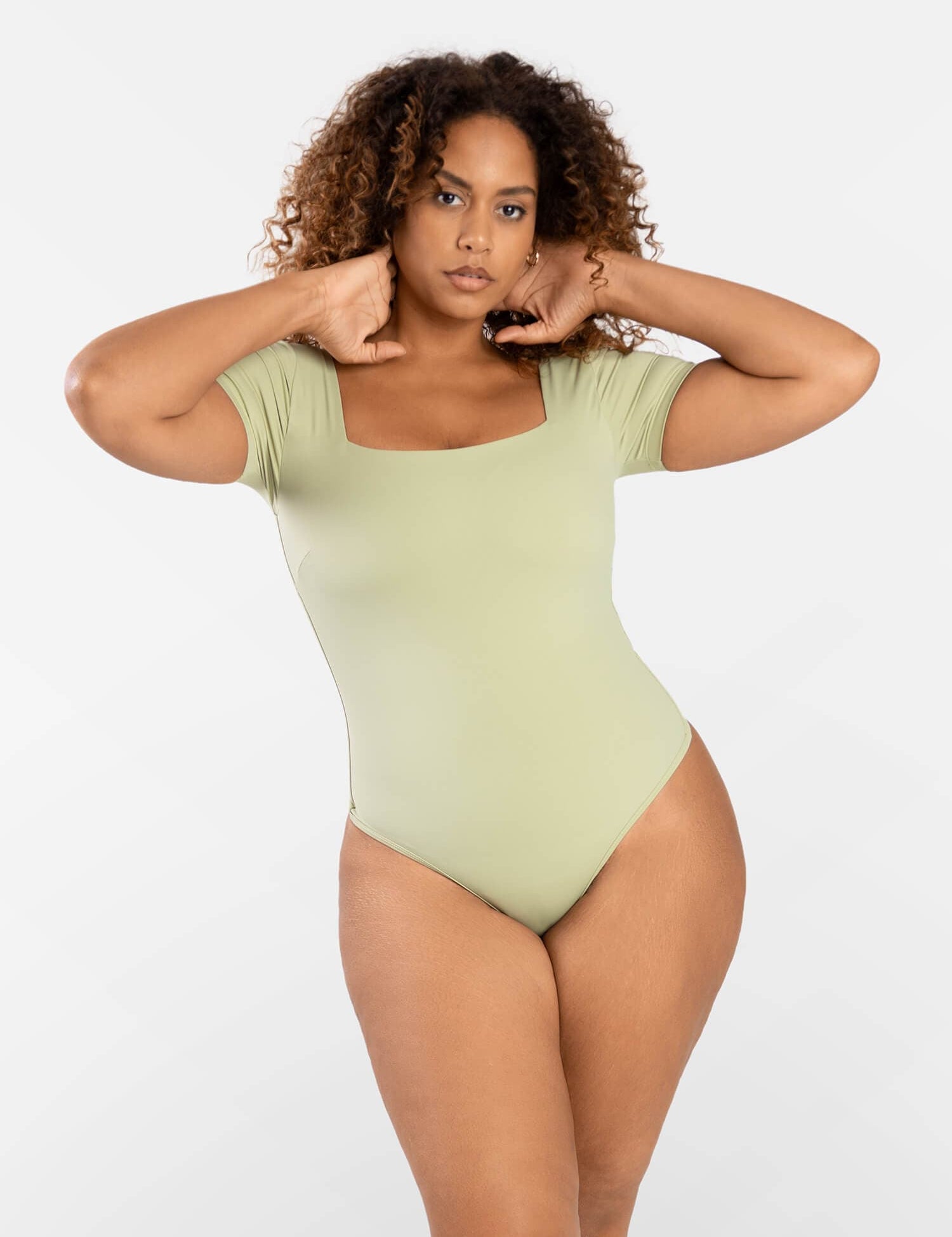 Popilush Tops Jumpsuit Square Neck Thong Bodysuits