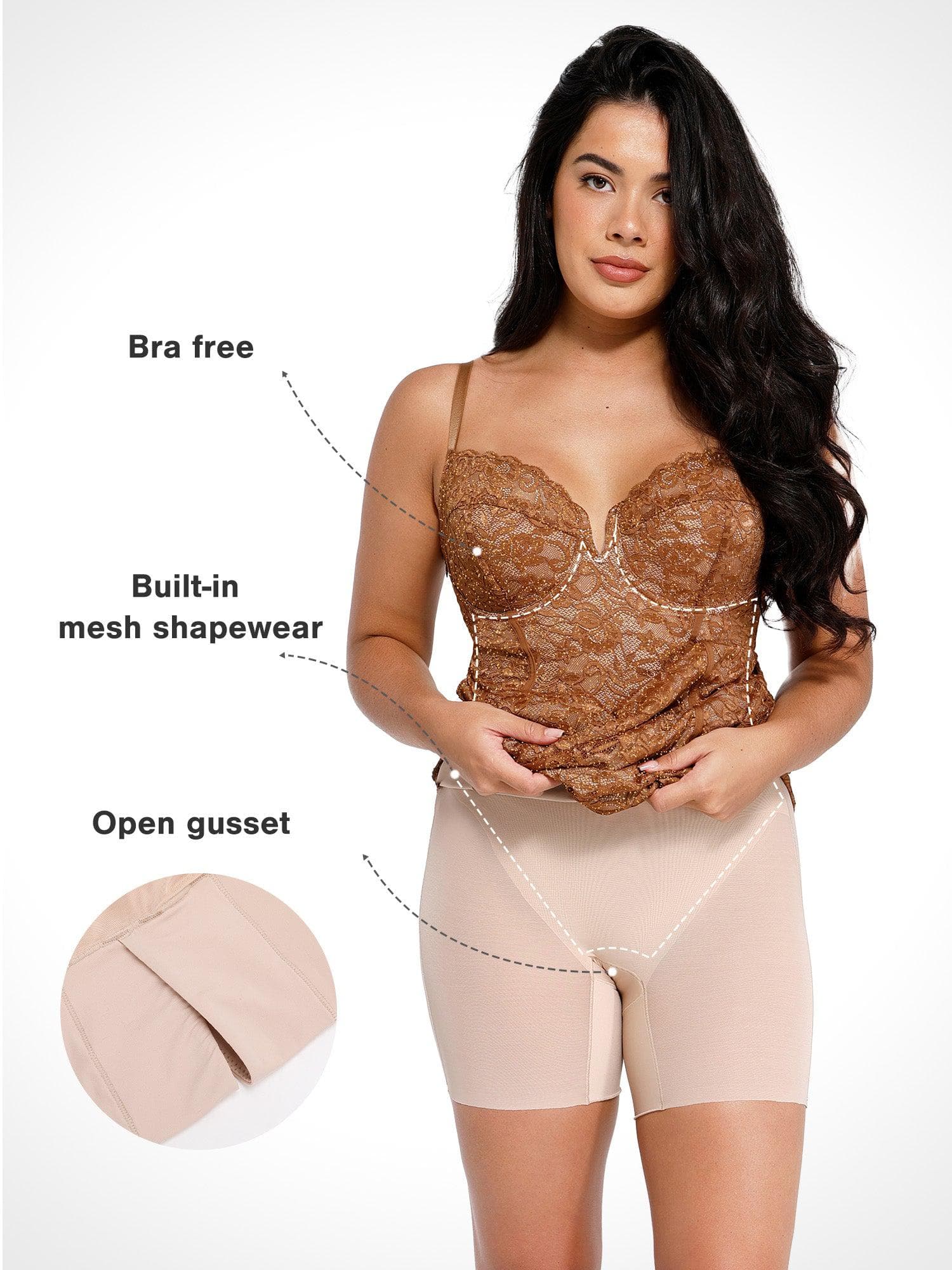 Popilush® Formal Bodycon Party Summer Cocktail Gown The Lace Shapewear Dress Corset Style Midi