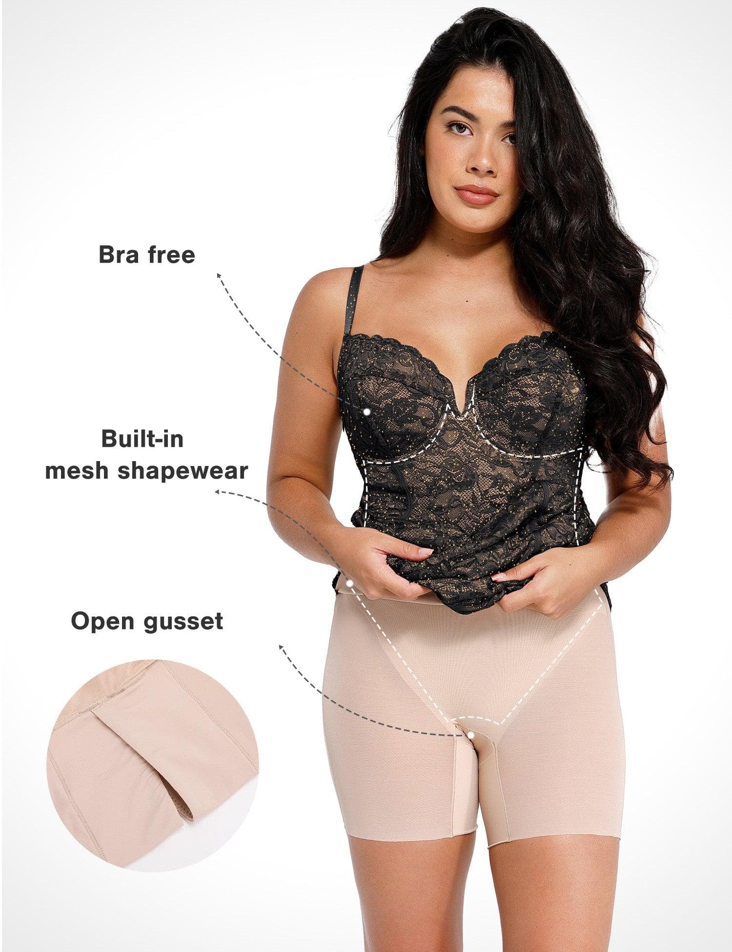 Popilush® Formal Bodycon Party Summer Cocktail Gown The Lace Shapewear Dress Corset Style Midi