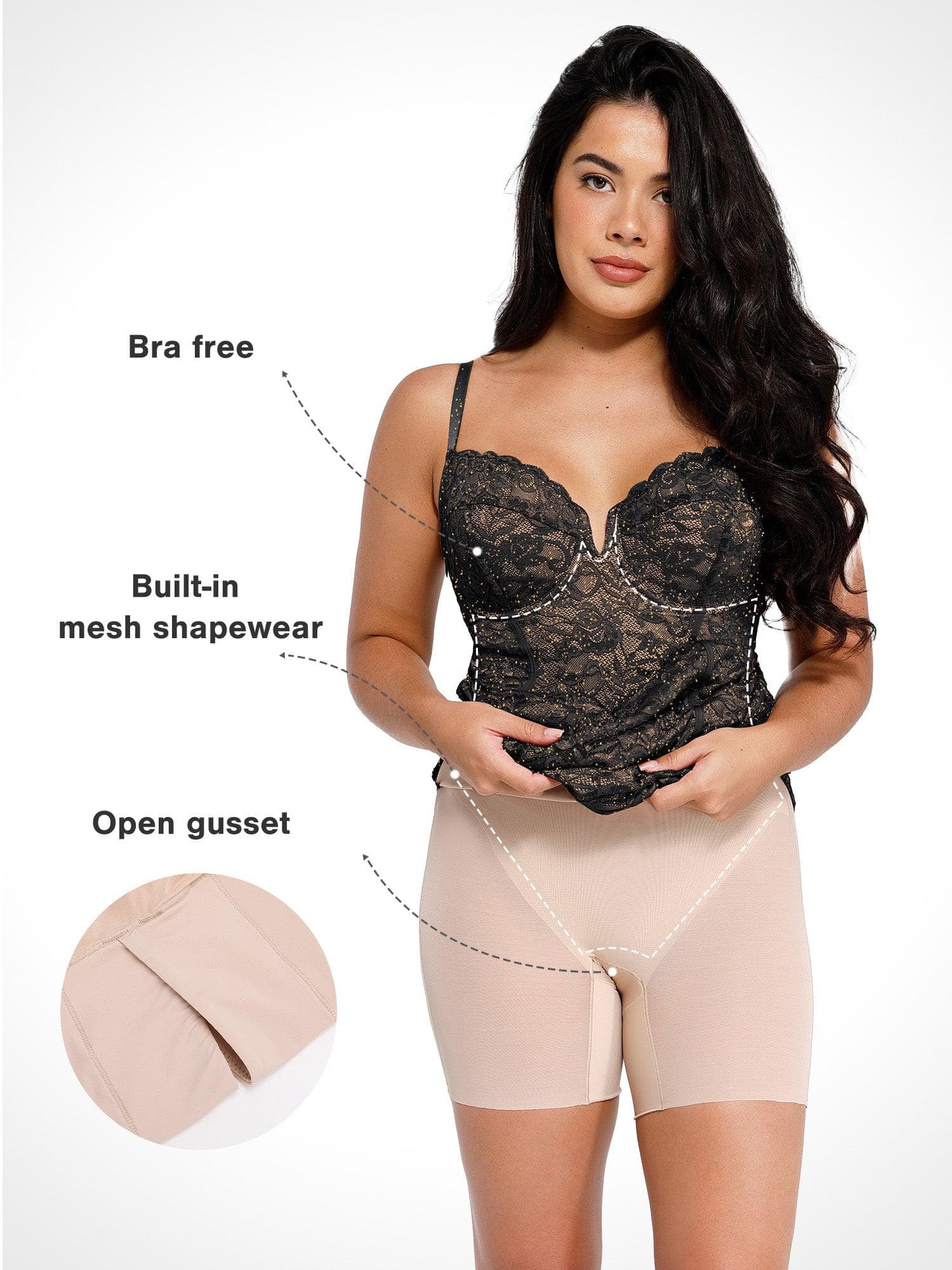 Popilush® Formal Bodycon Party Summer Cocktail Gown The Lace Shapewear Dress Corset Style Midi