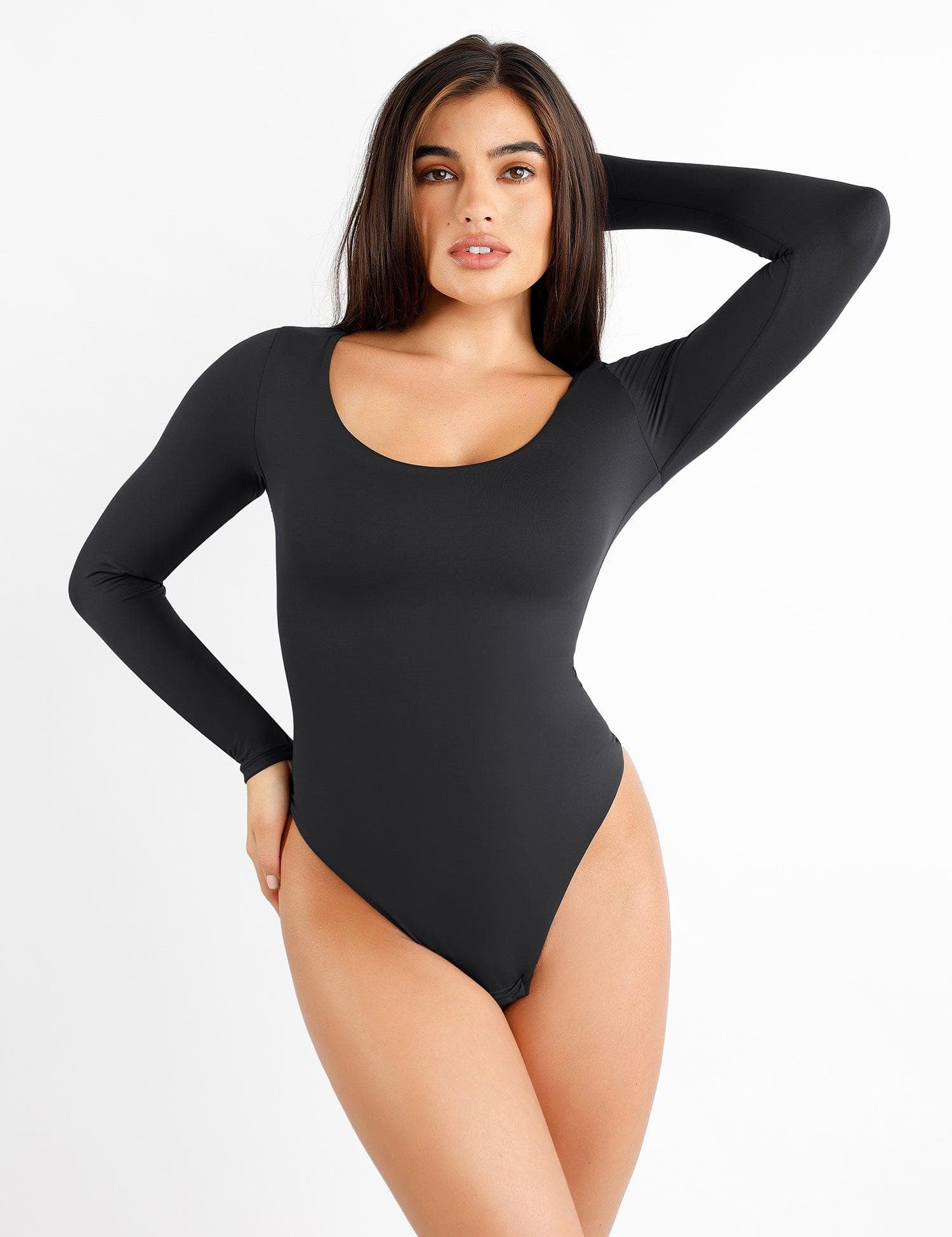 Popilush Tops Body Shaper Winter The Shapewear Bodysuit CloudSense Seamless Scoop-Neck Long-Sleeve