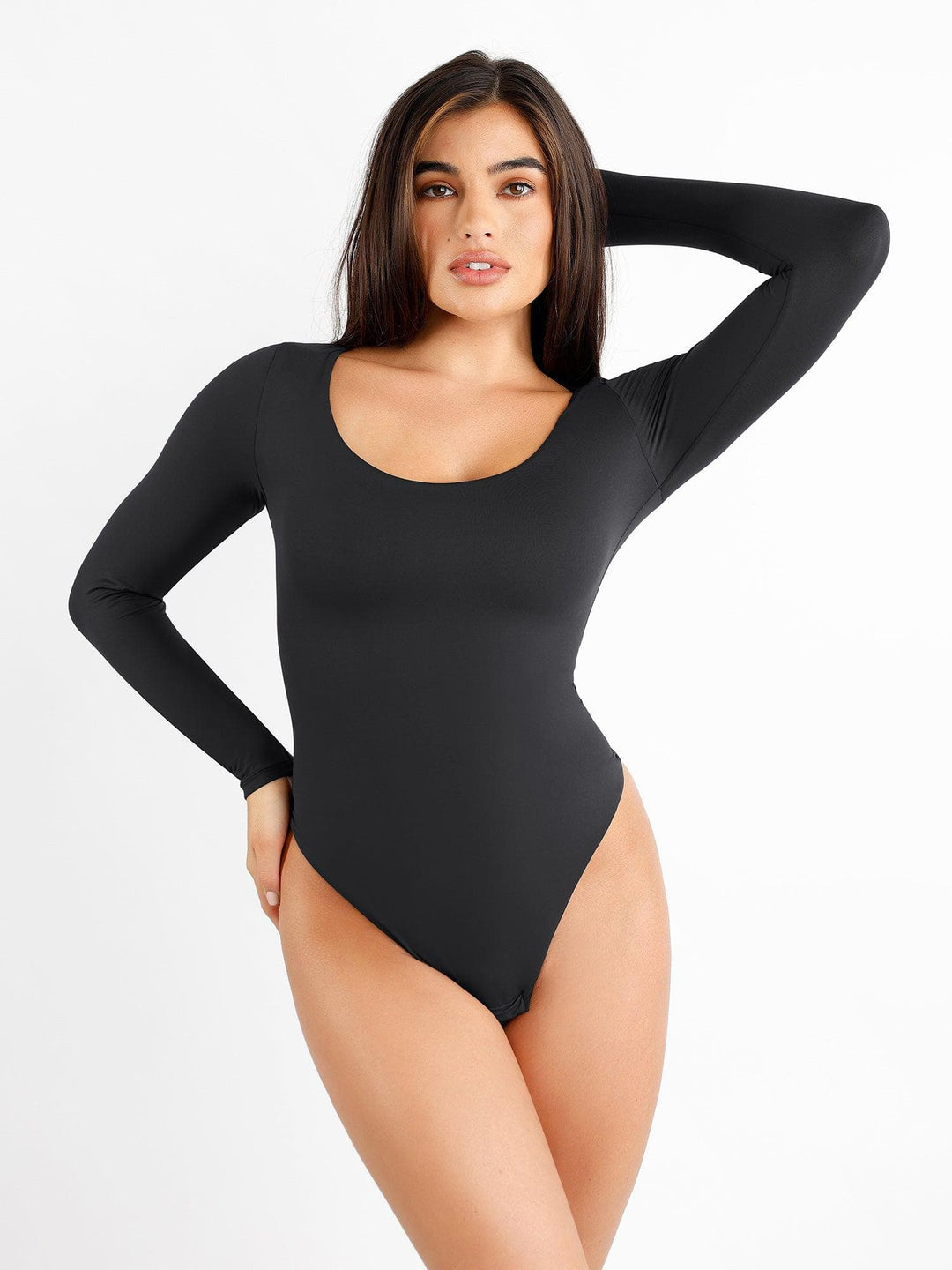 Popilush Tops Body Shaper Winter The Shapewear Bodysuit CloudSense Seamless Scoop-Neck Long-Sleeve