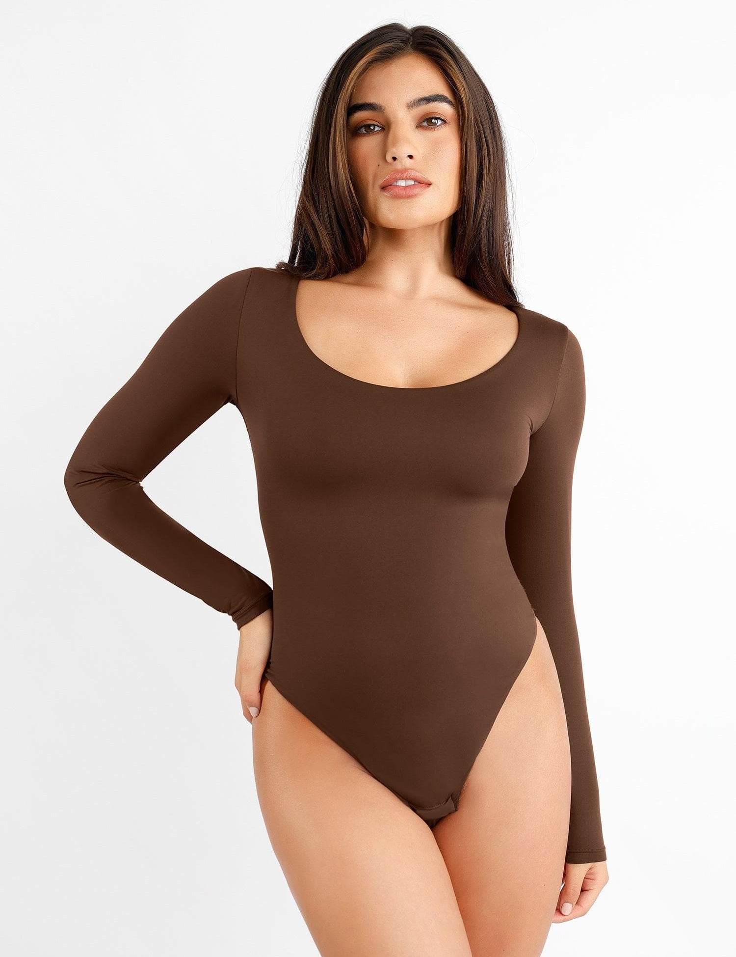  S The Shapewear Bodysuit CloudSense Seamless Scoop-Neck Long-Sleeve