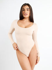 Popilush Tops Body Shaper Winter Skin / S The Shapewear Bodysuit CloudSense Seamless Scoop-Neck Long-Sleeve