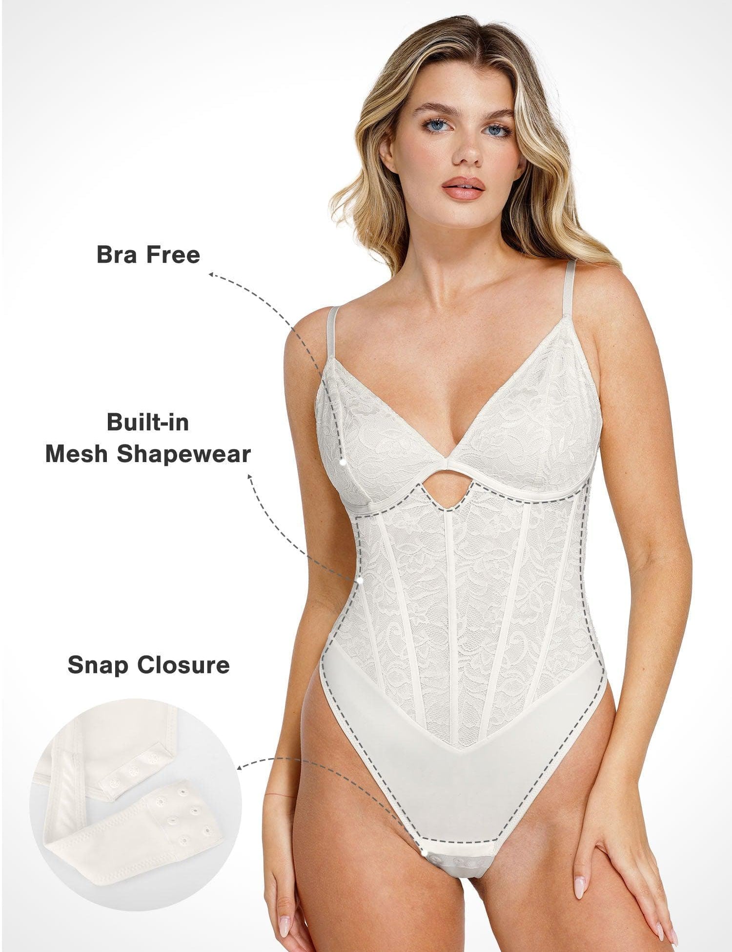 Popilush® Tops Body Shaper The Shapewear Bodysuit Cutout Sculpting Lace