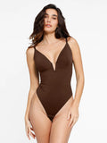 Popilush® Tops Body Shaper Tank Brown / S The Shapewear Bodysuit Deep V-Neck Low-Back Thong