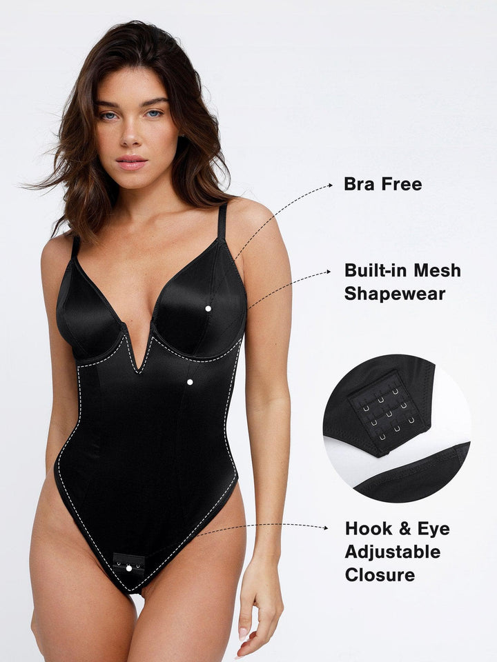 Popilush® Tops Body Shaper Tank The Shapewear Bodysuit Deep V-Neck Thong