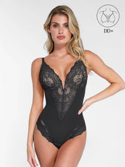 Popilush® Tops Body Shaper The Shapewear Bodysuit Full Coverage Alluring Plunge Lace