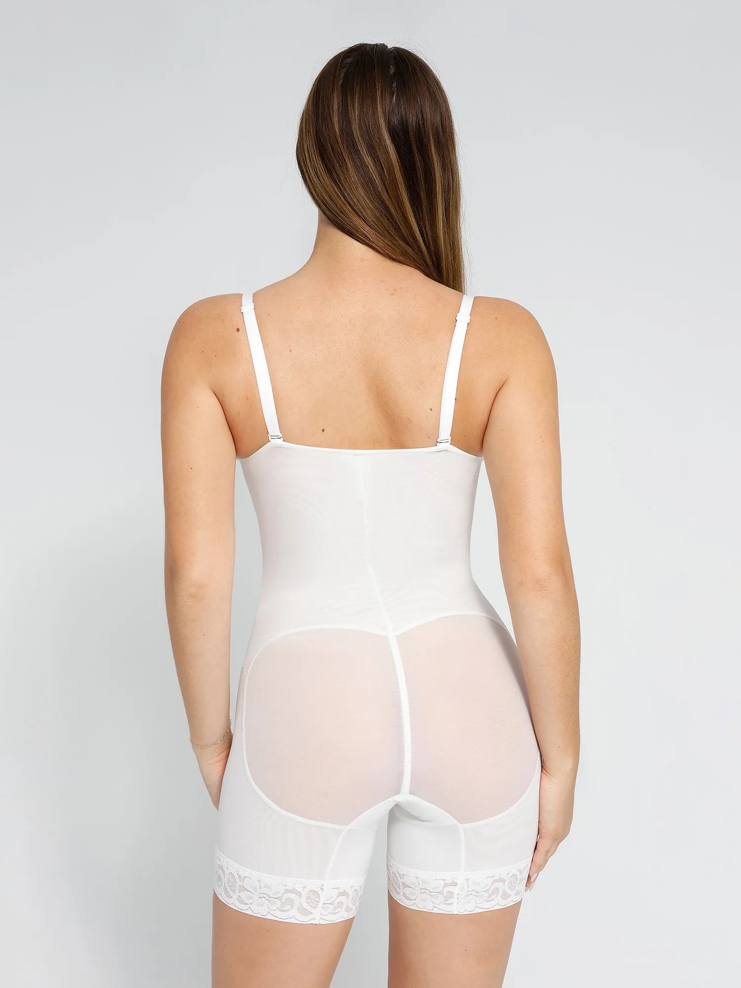 Popilush® Mid-Thigh Body Shaper Jumpsuit The Shapewear Bodysuit Lace Deep-V Neck Shorts