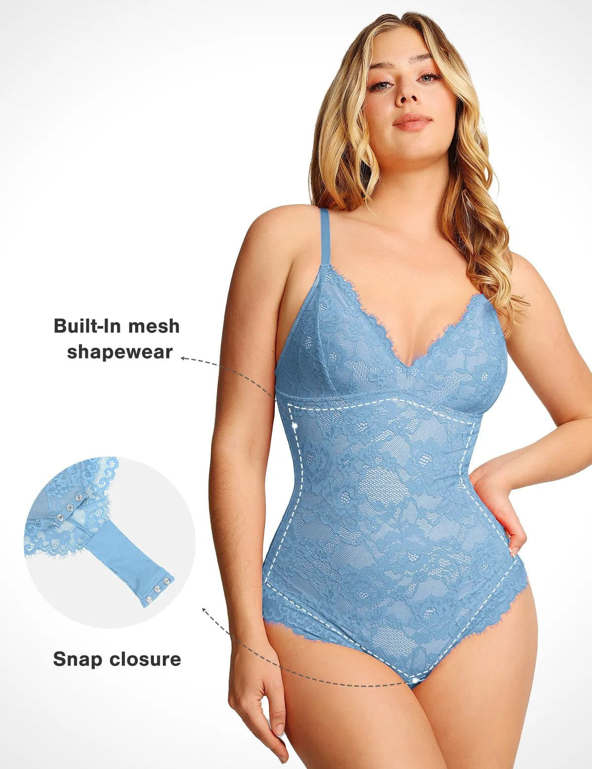 Popilush® Tops Body Shaper Jumpsuit The Shapewear Bodysuit Lace Smooth Firm Control Thong