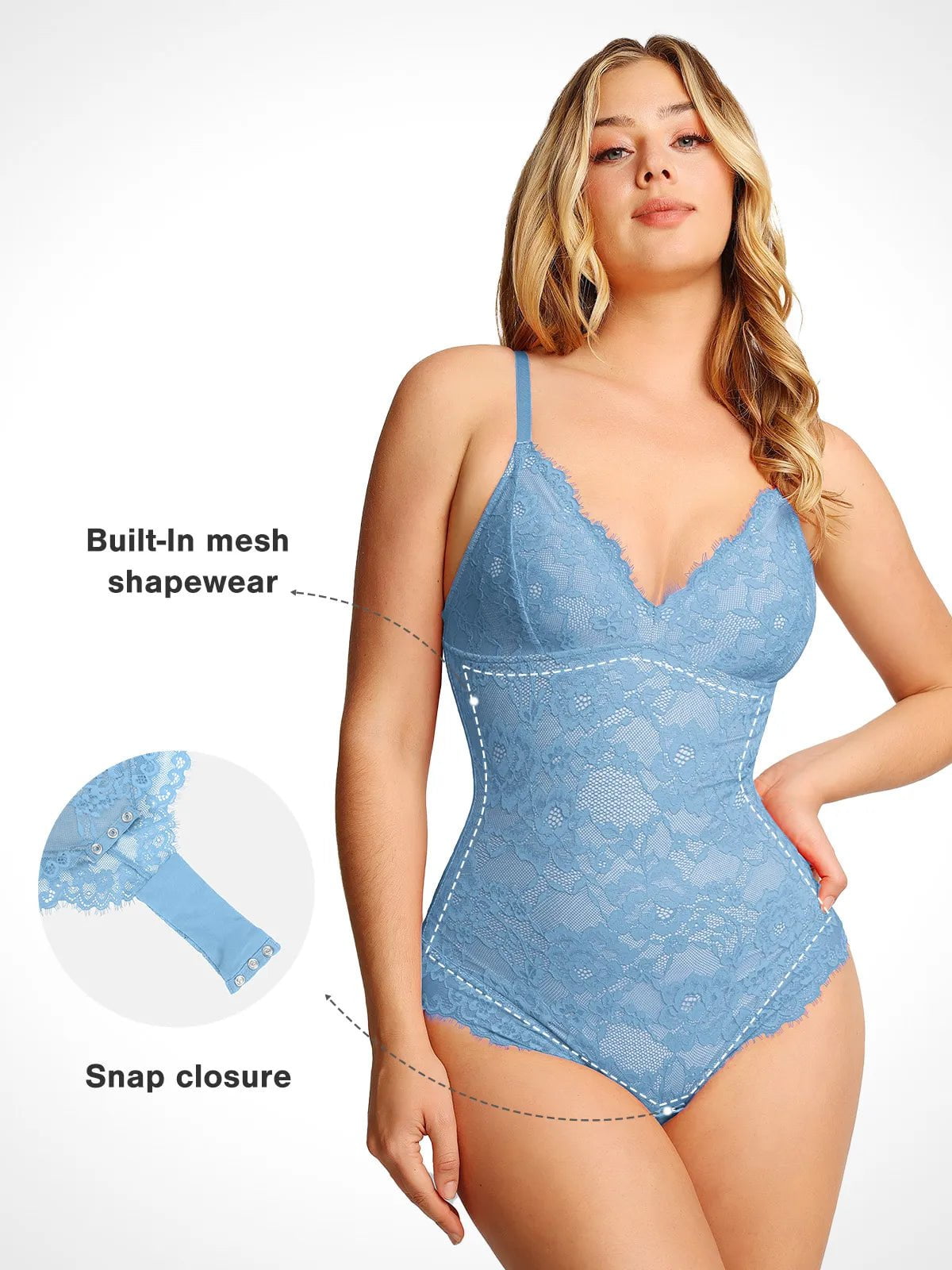 Popilush® Tops Body Shaper Jumpsuit The Shapewear Bodysuit Lace Smooth Firm Control Thong